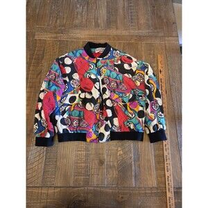 Pat Argenti Sportswear Pure Silk Multicolored Bomber Jacket